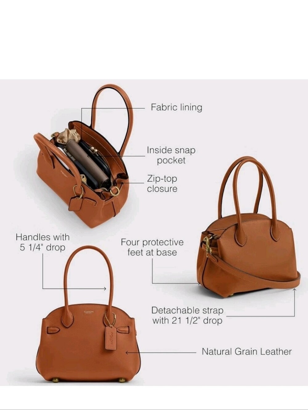 NWT Coach Empire 21 in Toffee - Picture 15 of 16
